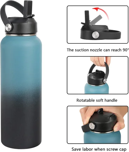Vista 3 de Tapa de popote para botella de agua de boca ancha Hydroflask, tapa de pajilla, mango flexible, apto para Hydro Flask de 12, 16, 18, 20, 32, 40, 64