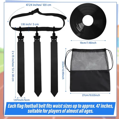 Vista 2 de Wettarn Cinturones de fútbol con bandera, ajustable, con bolsa de conos, para jóvenes, adultos, niños, equipo de entrenamiento de equipo deportivo