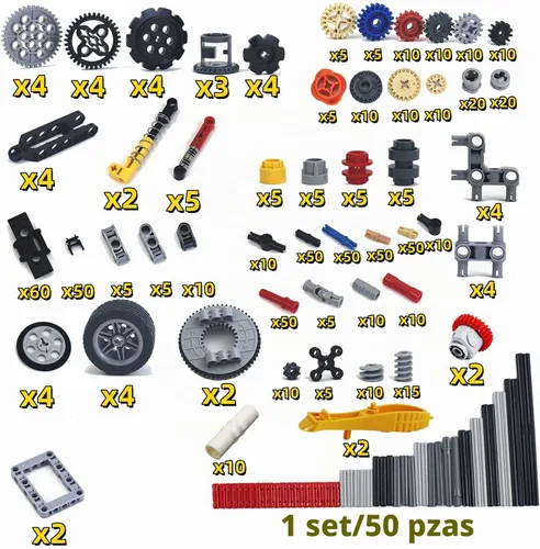 Vista 2 de 720 piezas de engranajes técnicos de coches de engranajes cruzados Piezas técnicas Accesorios Ruedas Conectores Piezas Conjuntos de Pasadores