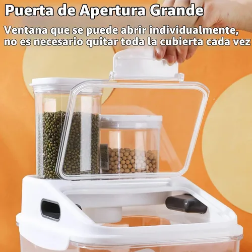 Vista 2 de Fhiny Contenedor de almacenamiento de alimentos para perros de 5.5LB, contenedor hermético para premios para mascotas, barriles translúcidos