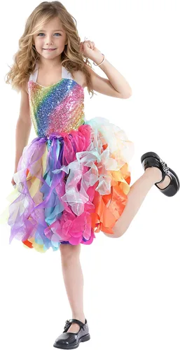 Vista 5 de Vestido tutú para niñas, vestido de tul con lentejuelas, vestido de princesa para niñas pequeñas, disfraz de fiesta de cumpleaños brillante