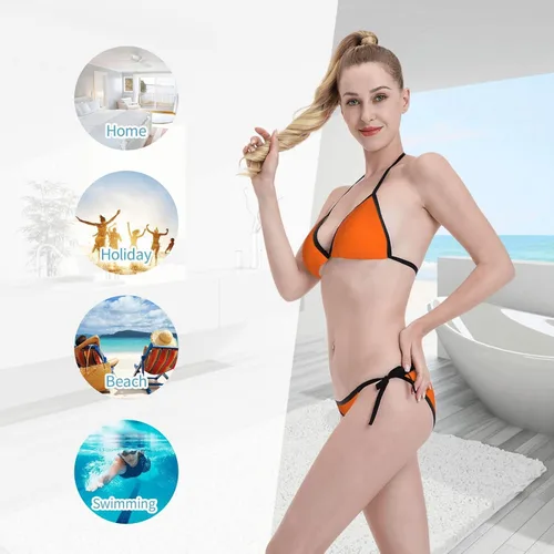 Vista 6 de Bikini triangular, de dos piezas para mujer, parte superior, acolchado, con lazo lateral, talla única