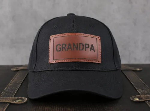 Vista 3 de Gorra de camionero para papá, gorra de béisbol, gorra de papá, gorra de cuero grabada con láser