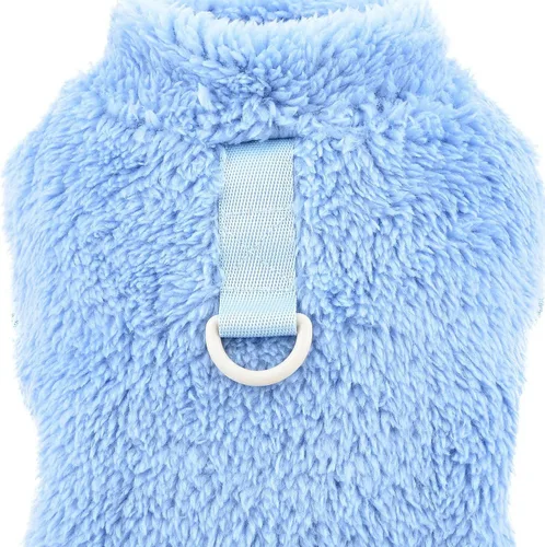 Vista 6 de SMALLLEE_LUCKY_STORE Suéter de forro polar Sherpa para mascotas, suéter de cuello alto con anillo en D, sudadera suave para perros pequeños, gatos