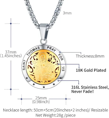 Vista 5 de FaithHeart San Miguel Cristóbal Antonio San José Patricio - Collar con colgante de acero inoxidable difusor de aceite esencial colgante