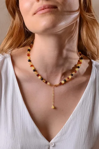 Vista 30 de Collar de ámbar para mujer con cierre de plata chapada en oro de 18 quilates, 19 pulgadas con extensor de 2 pulgadas, hecho a mano con cuentas