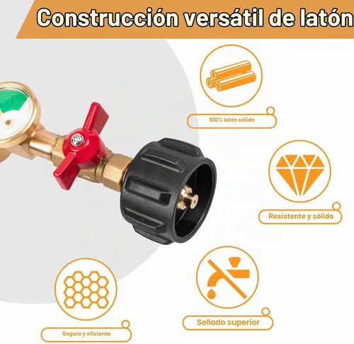 Vista 5 de Siasky Adaptador de Recarga de Propano Mejorado de 20lb a 1lb Convertidor, Diseño con Válvula y Medidor, Adaptador de Recarga de Propano QCC1 Codo