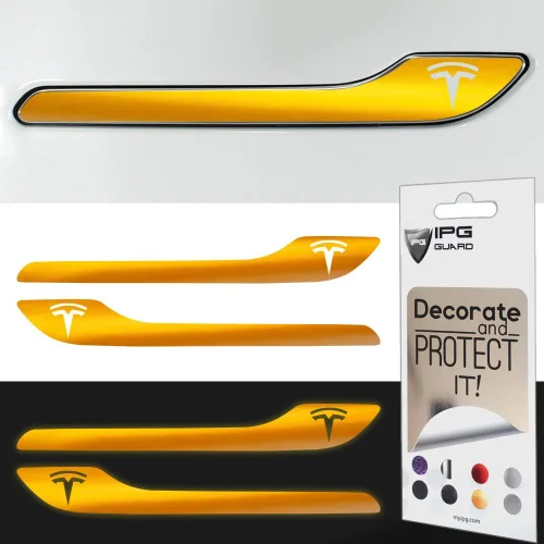 Vista 14 de IPG Kit de 4 calcomanías para manija de puerta de Tesla Model 3/Model Y (juego de 4) con logotipo de Tesla (fibra de carbono negra)