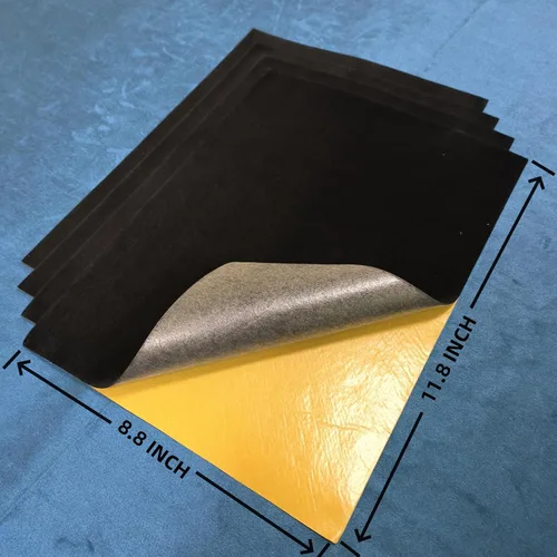 Vista 2 de 4 hojas de terciopelo autoadhesivas, tela flocada autoadhesiva para cajones de joyas, forro de caja de almacenamiento (4 piezas, negro)