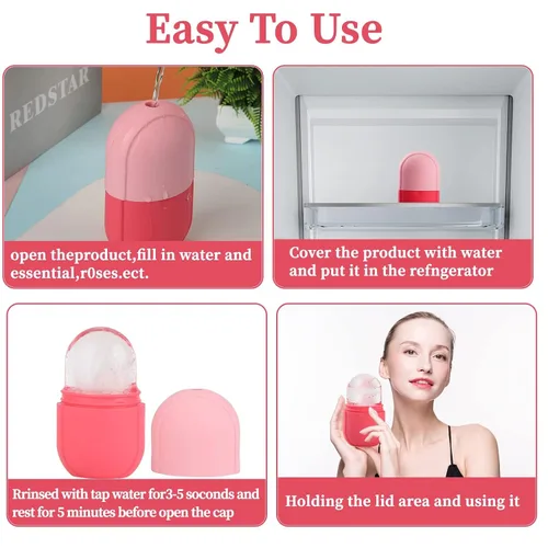 Vista 3 de Rodillo de hielo facial para el cuidado de la piel, rodillo de hielo para cara y ojos, cubo de belleza ilumina la piel y mejora el brillo natural