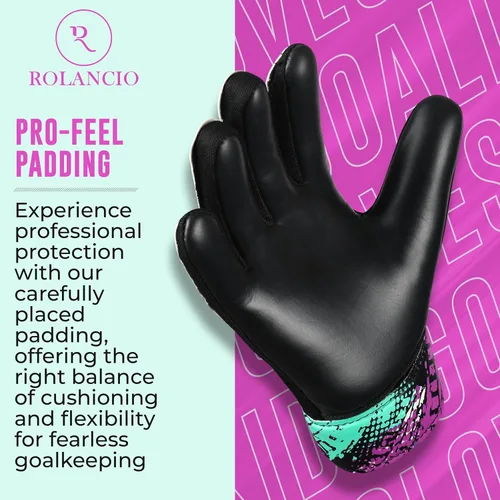 Vista 6 de Rolanicio Guantes de portero Guantes de portero para niños con doble protección para la muñeca Guantes de fútbol de material de látex