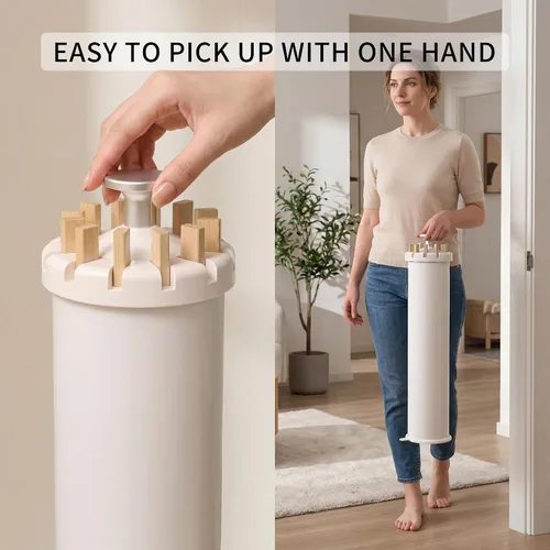 Vista 5 de LEQ Tendedero plegable para ropa interior con 4 pies de soporte, tendedero de ropa para apartamento con 12 brazos de secado de madera