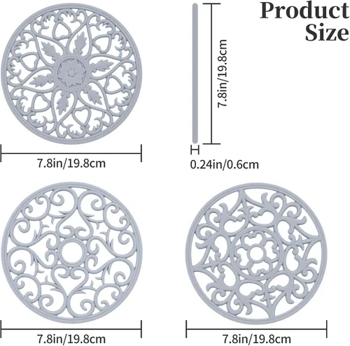 Vista 2 de Salvamanteles de silicona, almohadillas y tapetes intrincadamente tallados, tapete flexible y moderno para mesa de cocina, resistente al calor, B