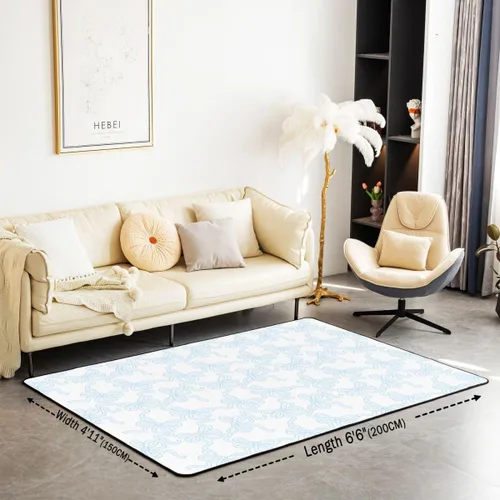 Vista 2 de Blue Bowknot Area Rug 3'x5',Coquette Bowtie Ribbon Non Slip Carpet for Kids Girls Adults,Dreamy Princess Style Cute Bow Decor Rug for Living Room