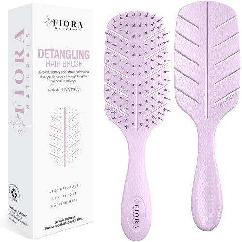 Vista 14 de Cepillo Desenredante de Fiora Naturals - Cepillo desenredante 100% ecológico con cerdas ultrasuaves - Se desliza a través de los enredos