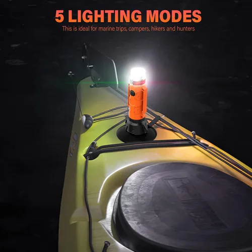 Vista 3 de GOODSMANN Luz LED de señal redonda para barco con ventosa y base magnética para kayak de barco