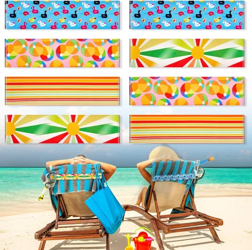 Vista 19 de Boao 4 paquetes de bandas de toalla para silla de playa, esenciales para piscina y crucero, elásticas y resistentes al viento, clips para toallas