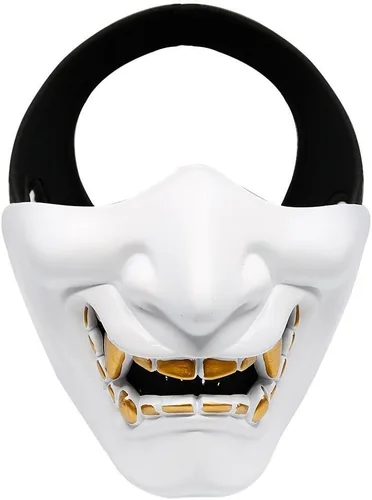 Vista 13 de Disfraz de Halloween Cosplay BB Gun Evil Demon Monster Kabuki Samurai Hannya Oni Half Cover Airsoft y máscara de utilería