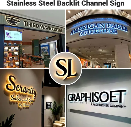 Vista 5 de Custom Business Logo Sign, LED Backlit Channel Letters for Wall Letrero de negocios personalizado