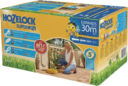 Vista 9 de HOZELOCK - Manguera extensible Superhoze de 24.6 ft: Manguera flexible, se estira hasta 3 veces la longitud original Con 2 accesorios Aquastop