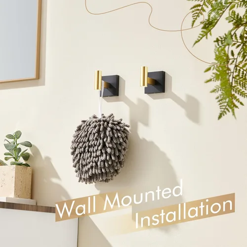 Vista 6 de KOKOSIRI Ganchos para batas de baño, ganchos para toallas, ganchos montados en la pared, accesorios de baño, paquete de 2 unidades, color negro