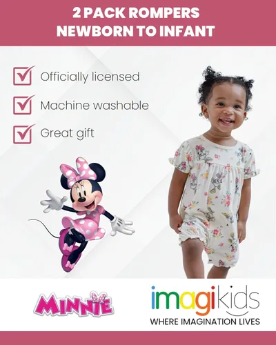 Vista 3 de Disney Paquete de 2 mamelucos de princesa Minnie Mouse Ariel para bebés recién nacidos a bebés