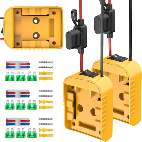 Vista 9 de Power Wheel Adapter Compatible with Dewalt 20V Battery Converter Kit Amarillo paquete de 1
