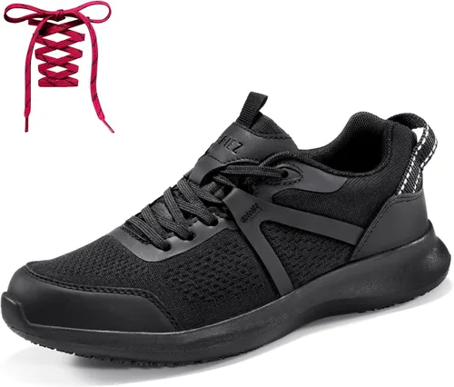 Vista 9 de SPIEZ Zapatos antideslizantes para servicio de alimentos para mujer, zapatos de trabajo para enfermera, zapatos antideslizantes para chef
