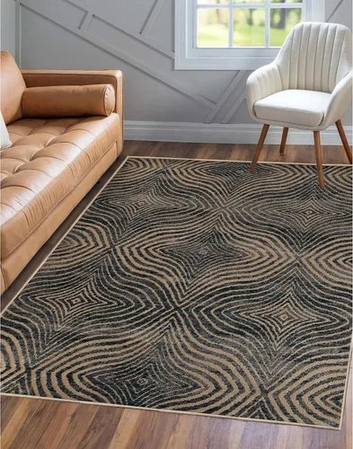 Vista 8 de Superior Alfombra de área de 2 x 3 pies y 0.394 in de altura con respaldo de yute, tejida a la moda y asequible colección Abner, color negro