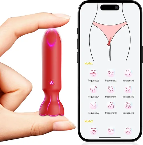 Vista 9 de Mini vibrador bala juguetes sexuales para adultos - Juguetes sexuales femeninos controlados por aplicación con 9 modos de vibración, lápiz labial