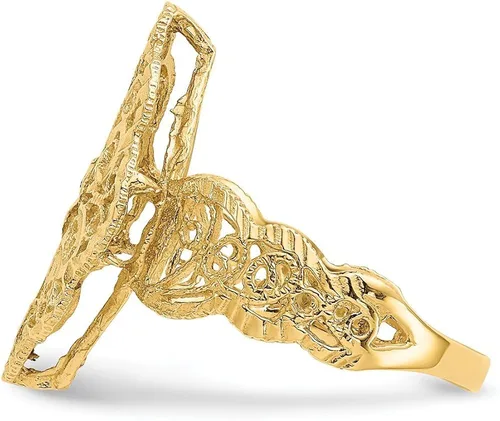 Vista 4 de Anillo de filigrana de oro amarillo macizo de 14 quilates con corte de diamante.