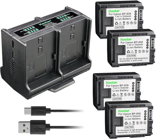 Vista 8 de Kastar Cargador de batería cuádruple compatible con Canon BP-808, BP808, BP-809, BP809, BP-819, BP819, BP-827, BP827, cargador Canon CG-800