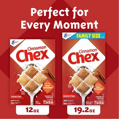 Vista 5 de Cereal de Canela Chex, Cereal para Desayuno Sin Gluten, Hecho con Grano Entero, 12 onzas