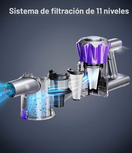 Vista 6 de MBYULO - Aspiradora inalámbrica de mano, vertical para hogar, liviana, 400 W, 38 kPa potente succión, batería recargable hasta 50 minutos