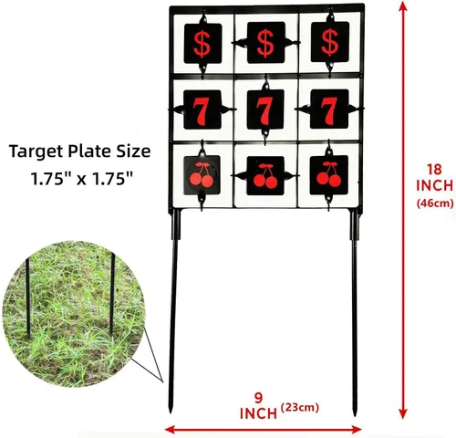 Vista 3 de Atflbox Objetivo giratorio de pistola BB, dos estilos de adhesivo Tic-Tac-Toe diseñado Airsoft objetivo de reinicio para exteriores y patio trasero