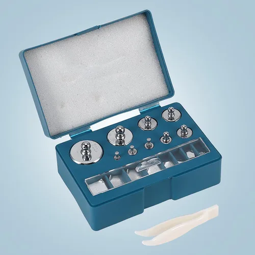 Vista 2 de Juego de pesas de calibración de 17 piezas, 10 mg a 3.53 oz de precisión con pinzas para báscula digital, escala de gramos, báscula de laboratorio