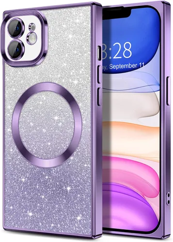 Vista 137 de Hython Funda para iPhone 13 Pro transparente con purpurina magnética [compatible con MagSafe] Protector completo de lente de cámara delgado