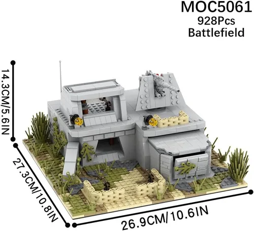 Vista 3 de WW2 - Juego de bloques de construcción de fortalezas de batalla militar (928PCS). Adecuado para creación secundaria. Construye diferentes edificios