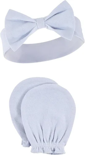 Vista 134 de Hudson Baby Conjunto de diadema de algodón y manoplas para rascar para bebé