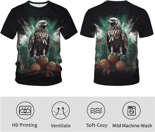 Vista 4 de Srcnhim Camiseta colorida de la bandera mexicana mágica de México Eagle Cactus Camisetas
