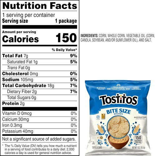 Vista 3 de Tostitos Chips de tortilla Rounds del tamaño de un bocado, bolsas de 1 onza (paquete de 40)