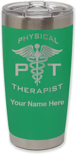 Vista 37 de LaserGram PT Physical Therapeut, vaso aislado al vacío de 20 onzas, grabado personalizado incluido (negro)