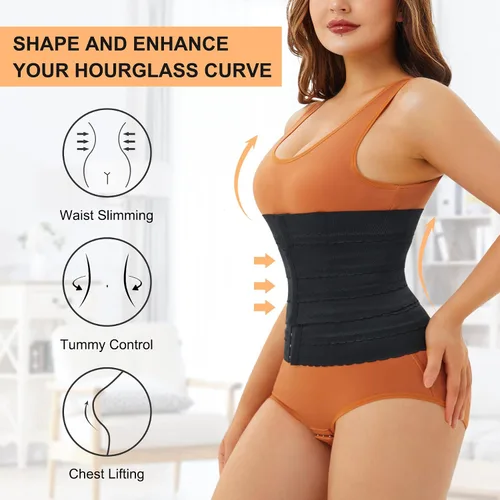 Vista 3 de Entrenador de cintura segmentado para mujer, faja moldeadora de cintura con control de abdomen, faja moldeadora de cuerpo