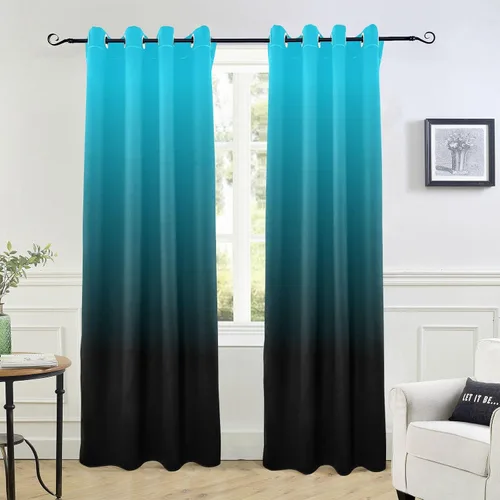 Vista 16 de Cortinas amarillas y azules de 84 pulgadas, 1 pieza, cortinas de puerta para tratamientos de ventanas, divisores de habitación, cortinas de cocina