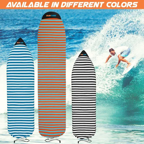 Vista 7 de SUN CUBE Funda para calcetín para tabla de surf, bolsa protectora para tabla de surf, ligera, elástica, para longboard, híbrido, tabla corta