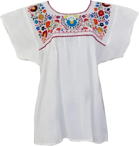 Vista 4 de Blusa Mexicana Campesina Floral
