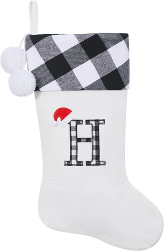 Vista 56 de Calcetines de Navidad bordados con monograma inicial de 20 pulgadas, decoración de Navidad, calcetines personalizados, decoración de temporada