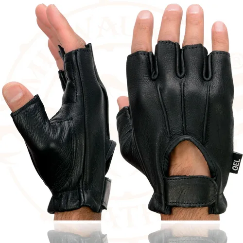 Vista 3 de Guantes sin dedos de piel de ciervo para hombre