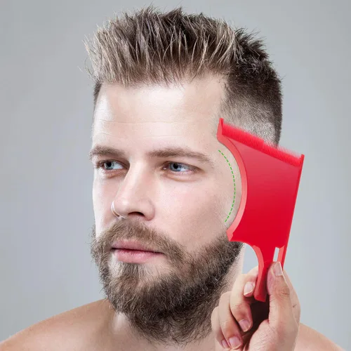 Vista 5 de 2 piezas de guía de barba, herramientas de plantilla de modelado, línea de bigote, plantilla de línea de cabello, corte de barba, moldeador