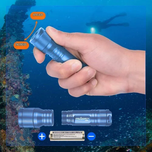 Vista 6 de ORCATORCH D560 Mini Faro de Buceo Submarino Luz Frontal 650 Lúmenes Faro de Buceo con Clip de Máscara Giratoria 360°, Faro de Respaldo Submarino